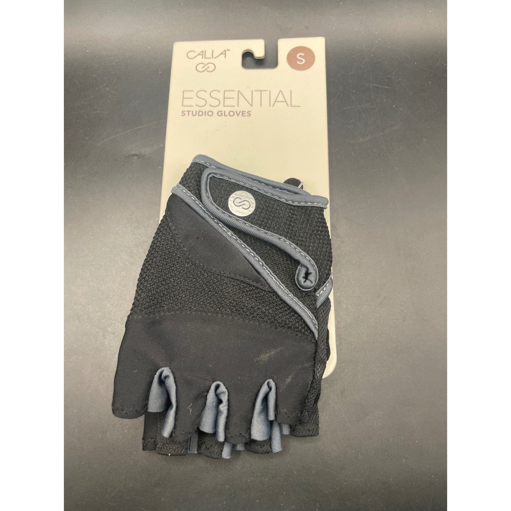 CALIA Essential Studio Gloves Black Grey Fingerless Padded Workout Small NEW